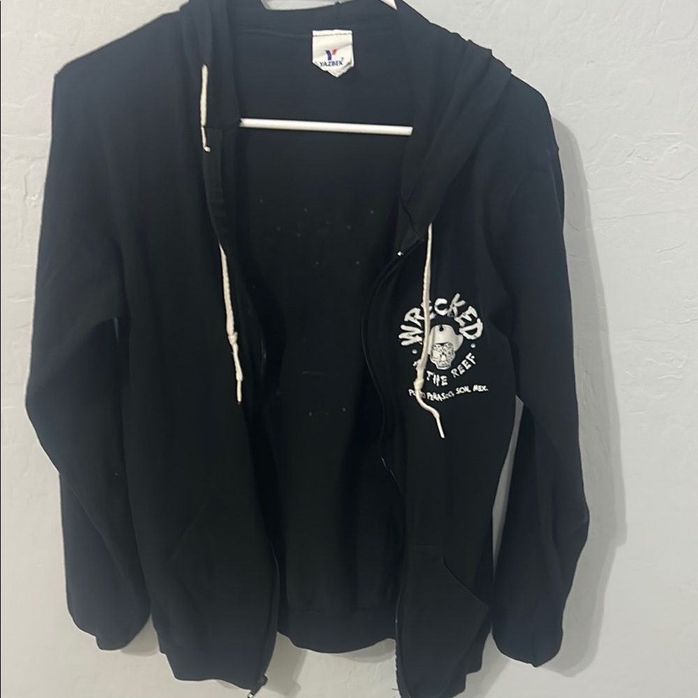 Wrecked at the Reef Black Unisex Zip-Up Hoodie